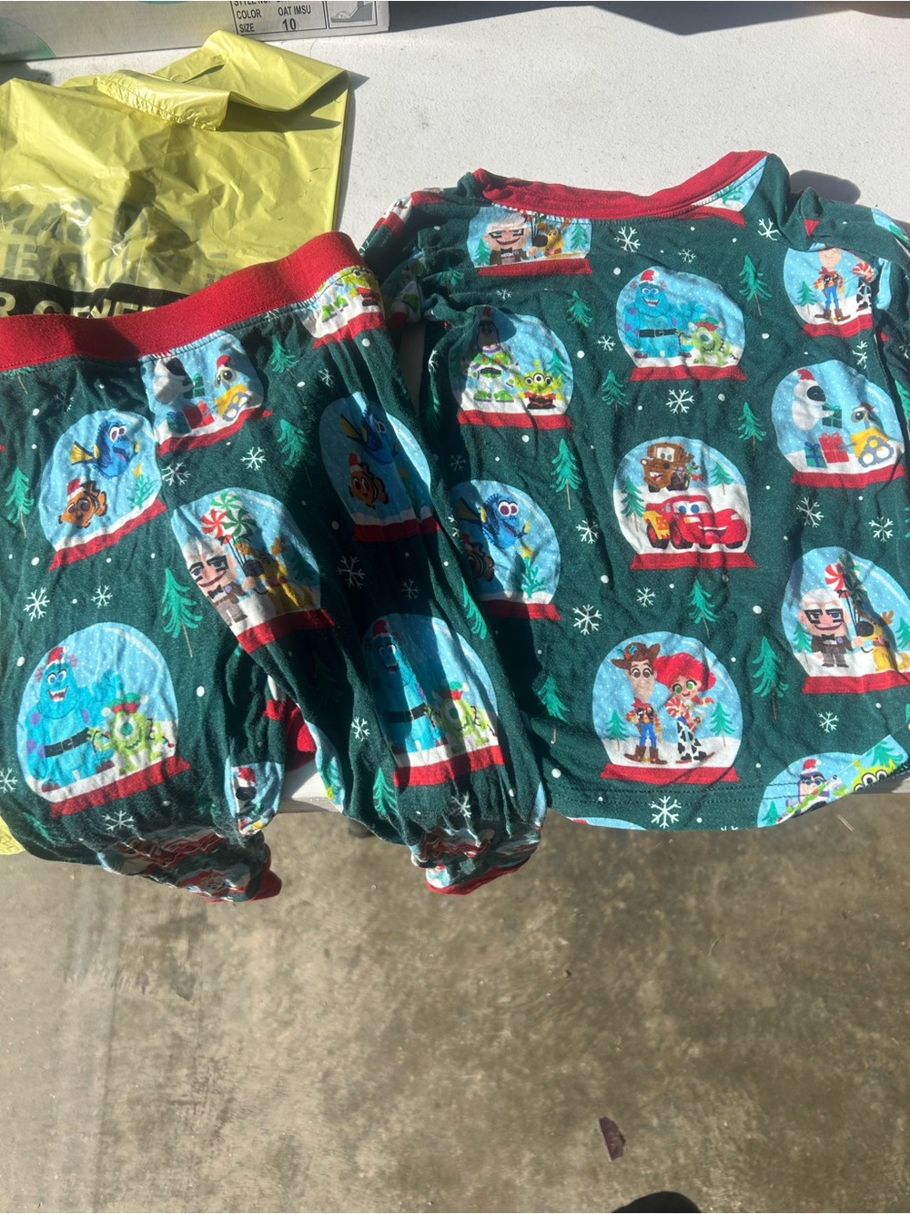 Little Sleepies Green Red Holiday Character Snow Globe Pajama Set